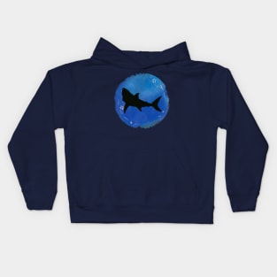 watercolor with shark silhouette Kids Hoodie